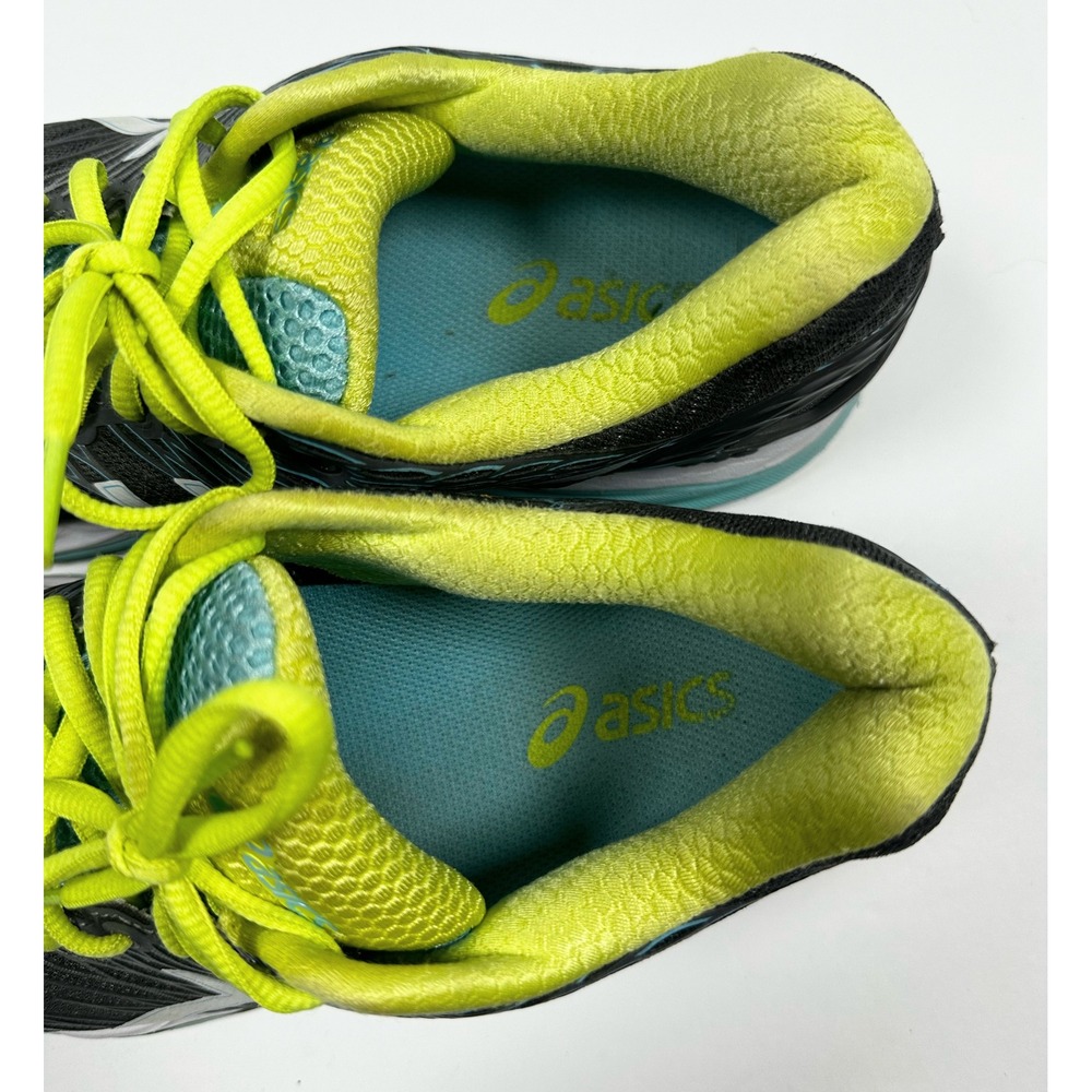 Asics Gel-Nimbus 18 Womens Running Shoes Gray Neon Green/Yellow Blue T650N Sz 9 - Picture 15 of 16